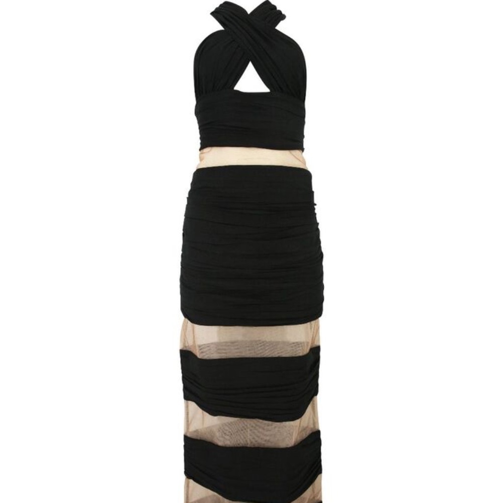 Bronx & Banco Sasha Halter Neck Maxi Black Dress